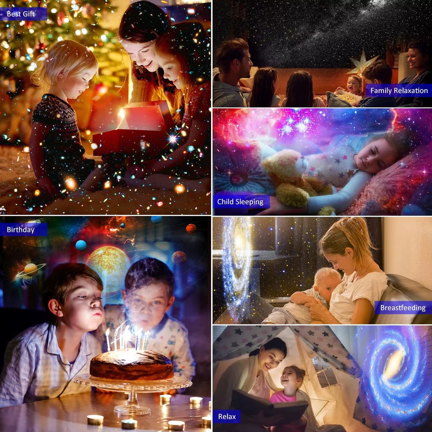 Transform Your Child's Room with the 12-in-1 4K HD Star Projector Night Light - Perfect Valentine's Gift! 360° Rotating Galaxy Lamp for Magical Nights!