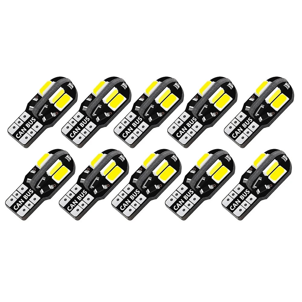 Super Bright 10X W5W T10 LED CANBUS Car Interior Lights - No Error, 600Lm, 12V, White/Amber/Red