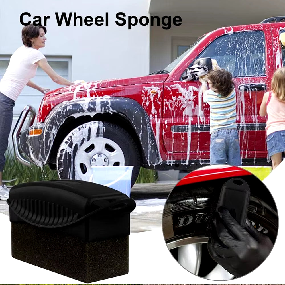 2Piece Car Tires Waxing Polishing Cleaning Wipe Washing Tire Tyre Wheel Rim Trim Contour Detailing Dressing Shine Pad Sponge