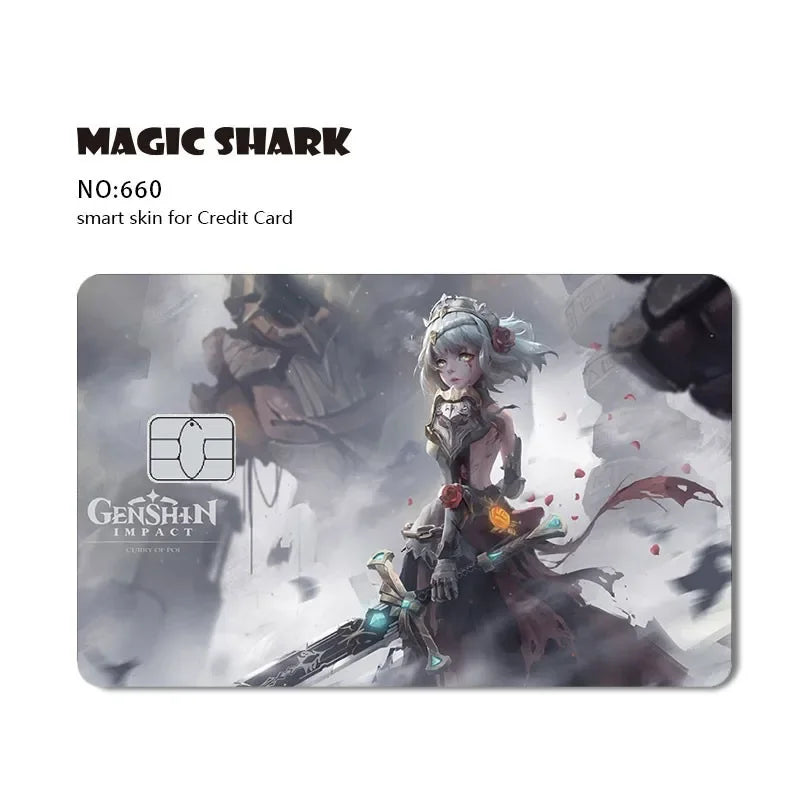 Cool Game Anime Cartoon Matte Film Sticker Skin Film Cover for Small Chip Credit Debit Card Bus Card 