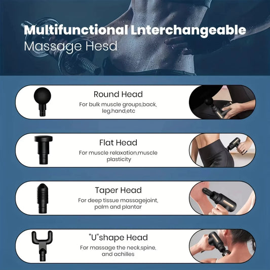 Fascial Massage Gun Electric Percussive Therapy Massager Body Relaxation With 4 Replaceable Head Can Muscle Recovery Gift Giving