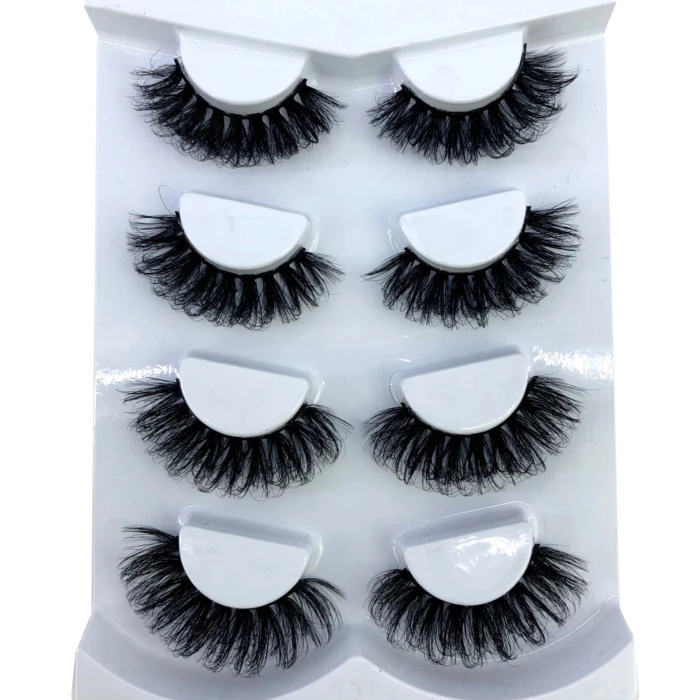 HBZGTLAD 4 pairs natural false eyelashes fake lashes long makeup 3d mink lashes eyelash extension mink eyelashes for beauty