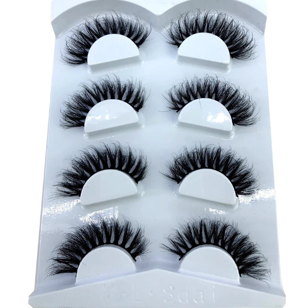 HBZGTLAD 4 pairs natural false eyelashes fake lashes long makeup 3d mink lashes eyelash extension mink eyelashes for beauty