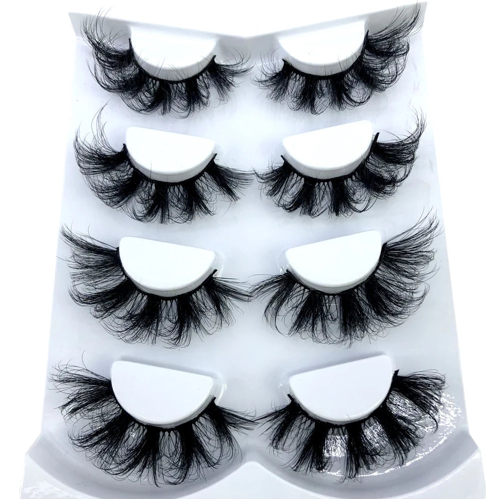 HBZGTLAD 4 pairs natural false eyelashes fake lashes long makeup 3d mink lashes eyelash extension mink eyelashes for beauty