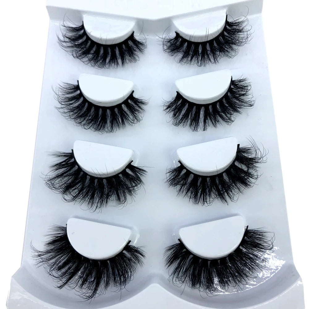 HBZGTLAD 4 pairs natural false eyelashes fake lashes long makeup 3d mink lashes eyelash extension mink eyelashes for beauty