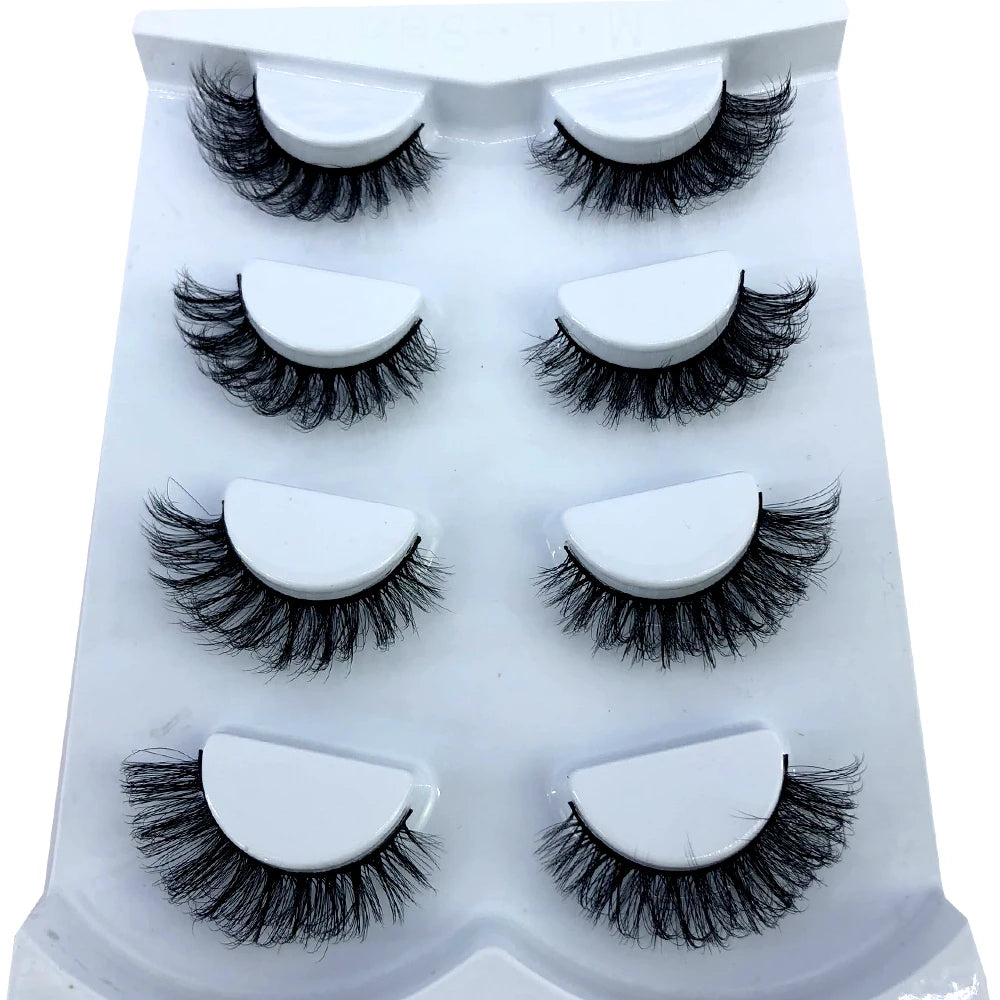 HBZGTLAD 4 pairs natural false eyelashes fake lashes long makeup 3d mink lashes eyelash extension mink eyelashes for beauty