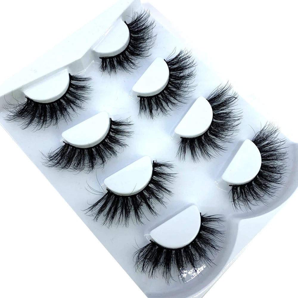 HBZGTLAD 4 pairs natural false eyelashes fake lashes long makeup 3d mink lashes eyelash extension mink eyelashes for beauty