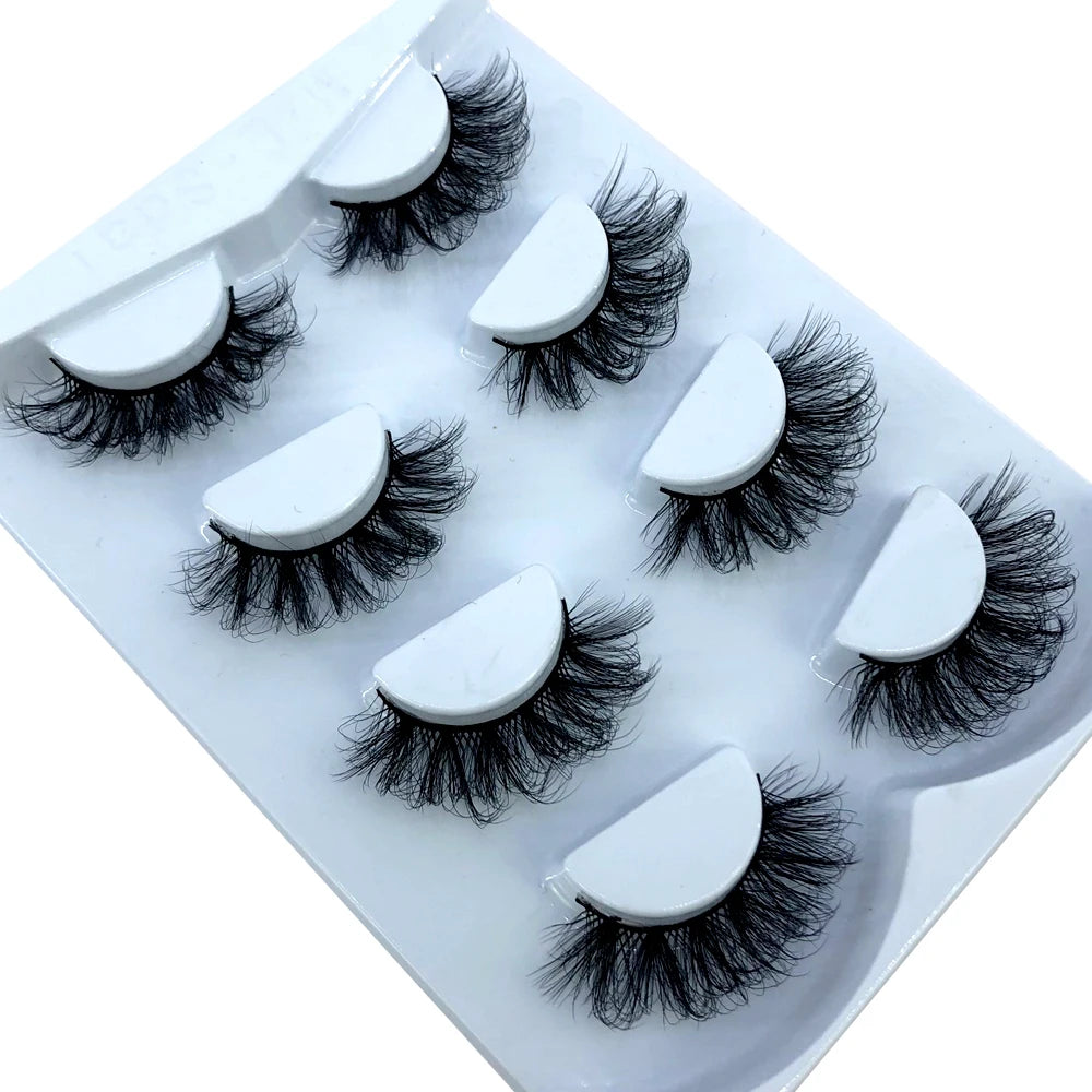 HBZGTLAD 4 pairs natural false eyelashes fake lashes long makeup 3d mink lashes eyelash extension mink eyelashes for beauty