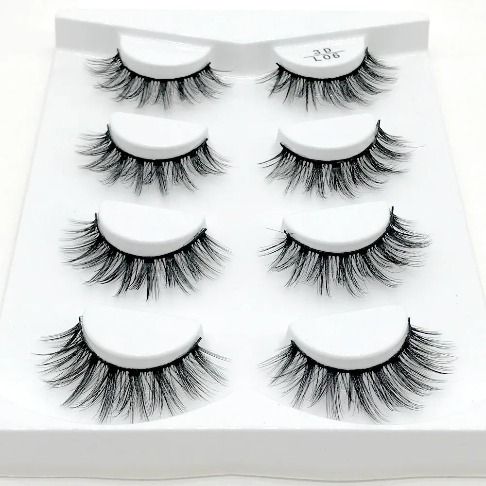 HBZGTLAD 4 pairs natural false eyelashes fake lashes long makeup 3d mink lashes eyelash extension mink eyelashes for beauty