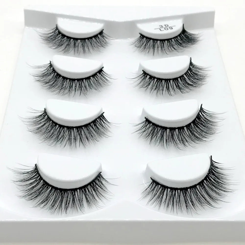 HBZGTLAD 4 pairs natural false eyelashes fake lashes long makeup 3d mink lashes eyelash extension mink eyelashes for beauty