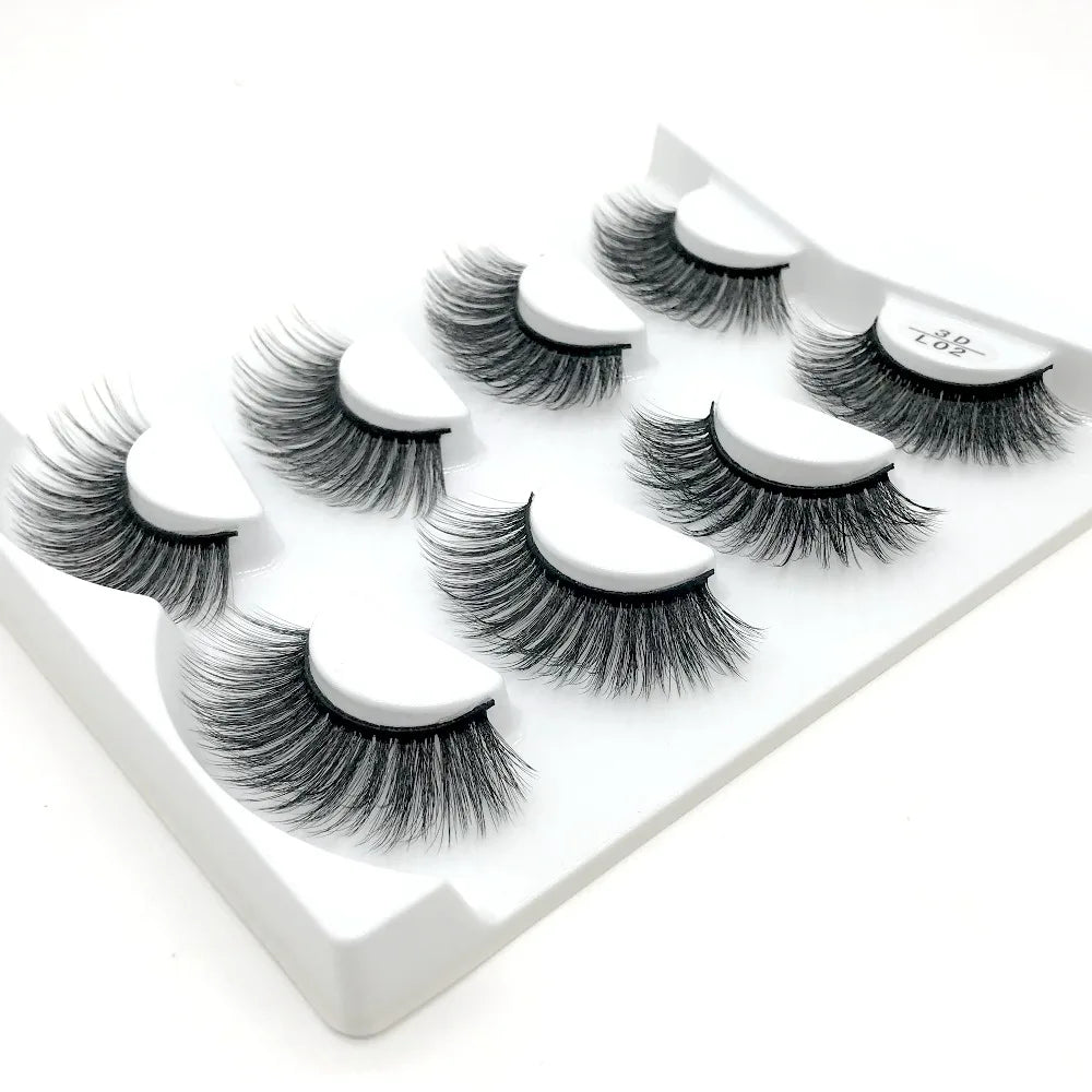 HBZGTLAD 4 pairs natural false eyelashes fake lashes long makeup 3d mink lashes eyelash extension mink eyelashes for beauty