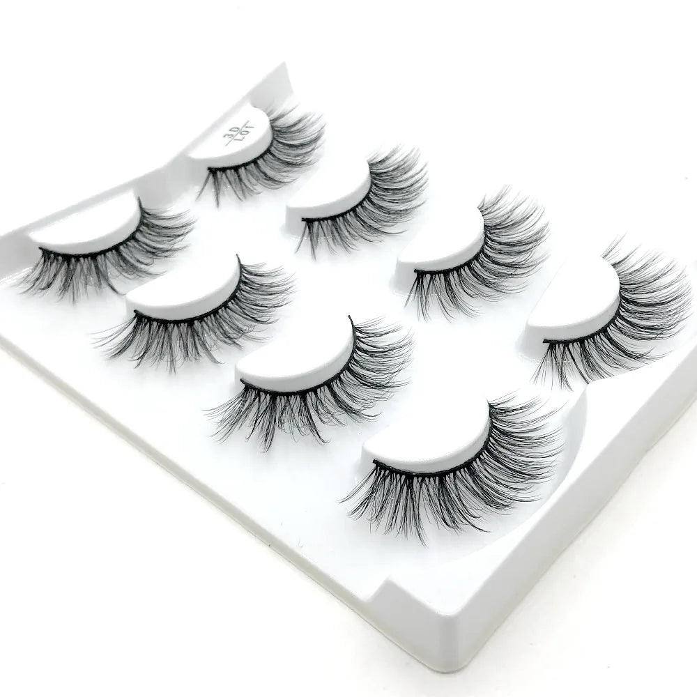 HBZGTLAD 4 pairs natural false eyelashes fake lashes long makeup 3d mink lashes eyelash extension mink eyelashes for beauty