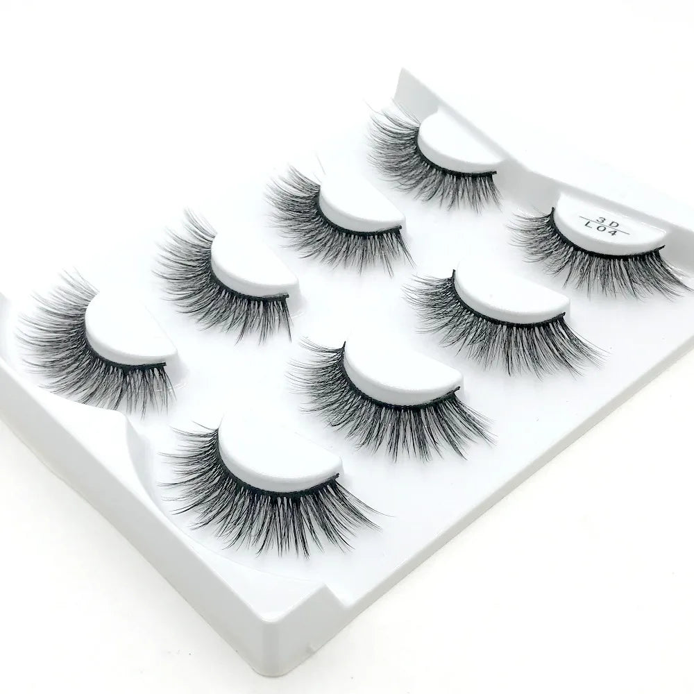 HBZGTLAD 4 pairs natural false eyelashes fake lashes long makeup 3d mink lashes eyelash extension mink eyelashes for beauty