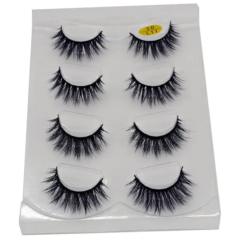 HBZGTLAD 4 pairs natural false eyelashes fake lashes long makeup 3d mink lashes eyelash extension mink eyelashes for beauty