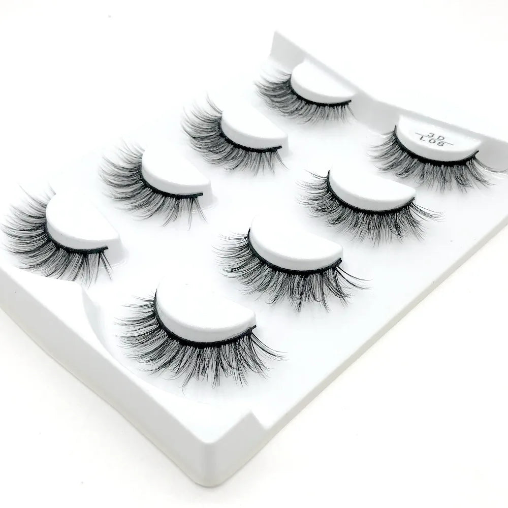 HBZGTLAD 4 pairs natural false eyelashes fake lashes long makeup 3d mink lashes eyelash extension mink eyelashes for beauty