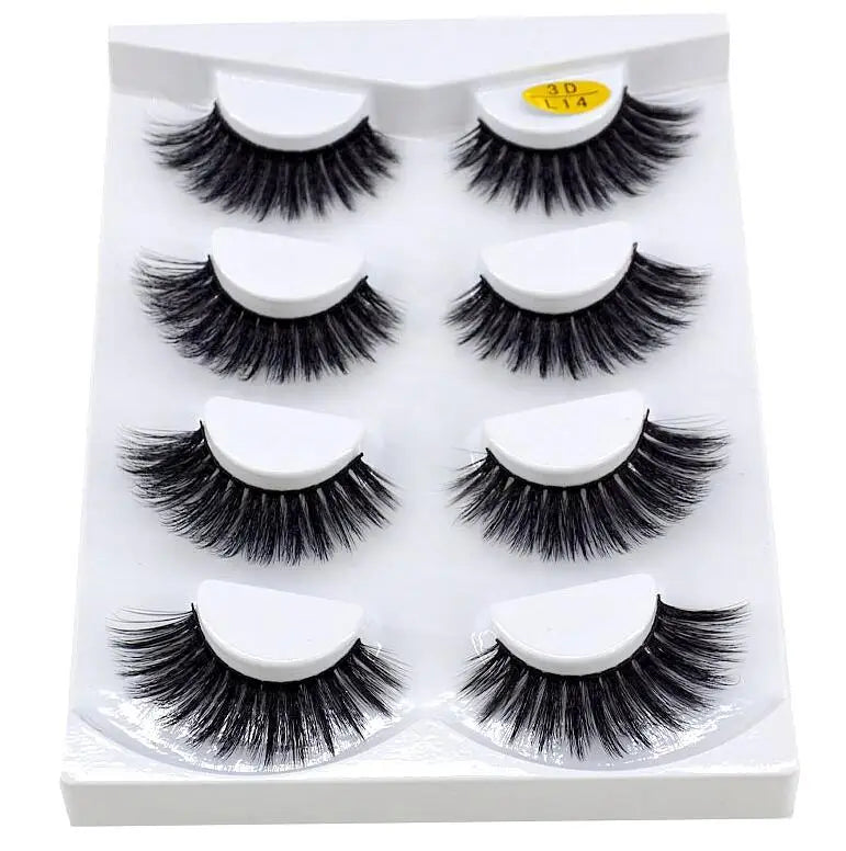 HBZGTLAD 4 pairs natural false eyelashes fake lashes long makeup 3d mink lashes eyelash extension mink eyelashes for beauty