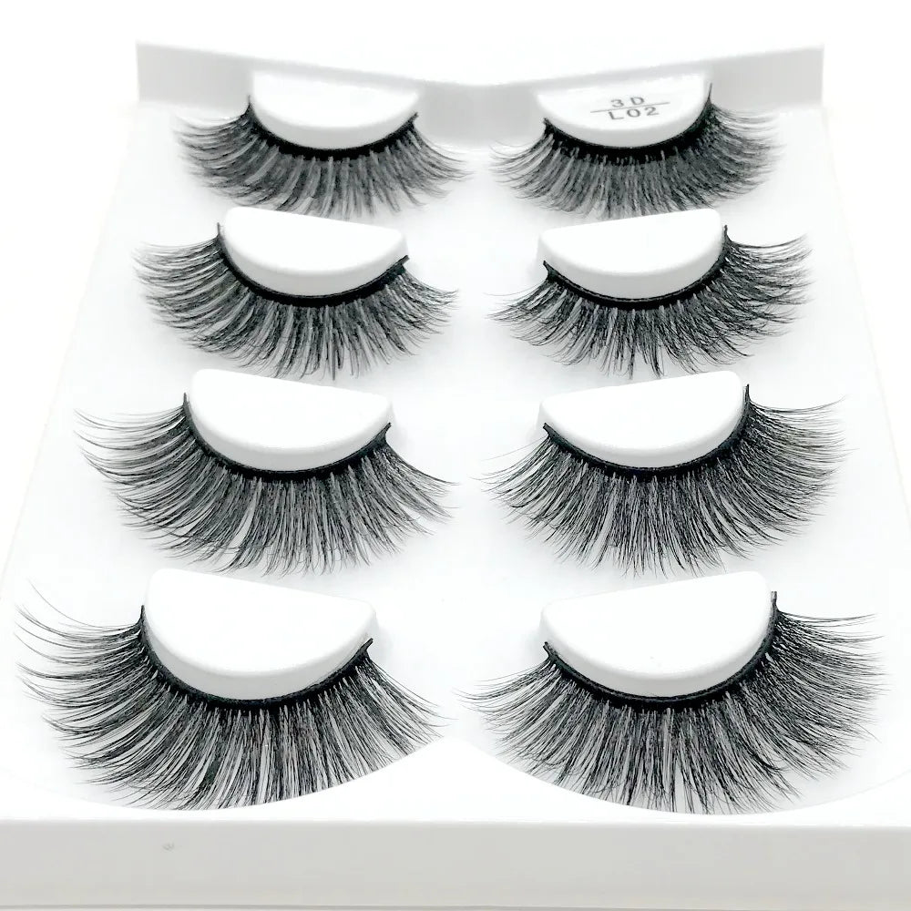 HBZGTLAD 4 pairs natural false eyelashes fake lashes long makeup 3d mink lashes eyelash extension mink eyelashes for beauty