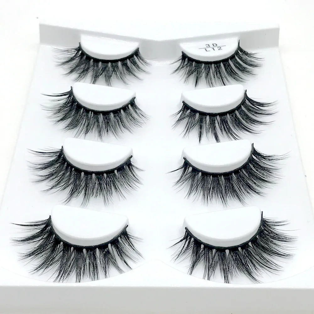 HBZGTLAD 4 pairs natural false eyelashes fake lashes long makeup 3d mink lashes eyelash extension mink eyelashes for beauty