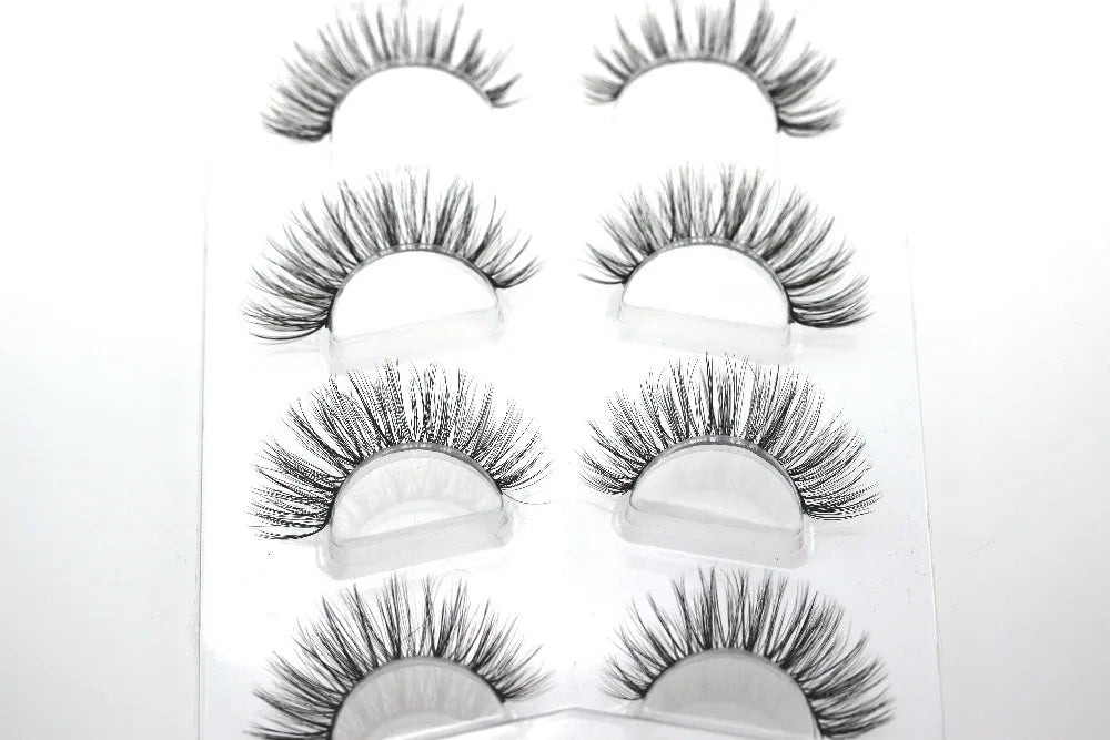 HBZGTLAD 4 pairs natural false eyelashes fake lashes long makeup 3d mink lashes eyelash extension mink eyelashes for beauty