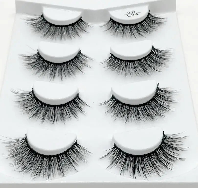 HBZGTLAD 4 pairs natural false eyelashes fake lashes long makeup 3d mink lashes eyelash extension mink eyelashes for beauty