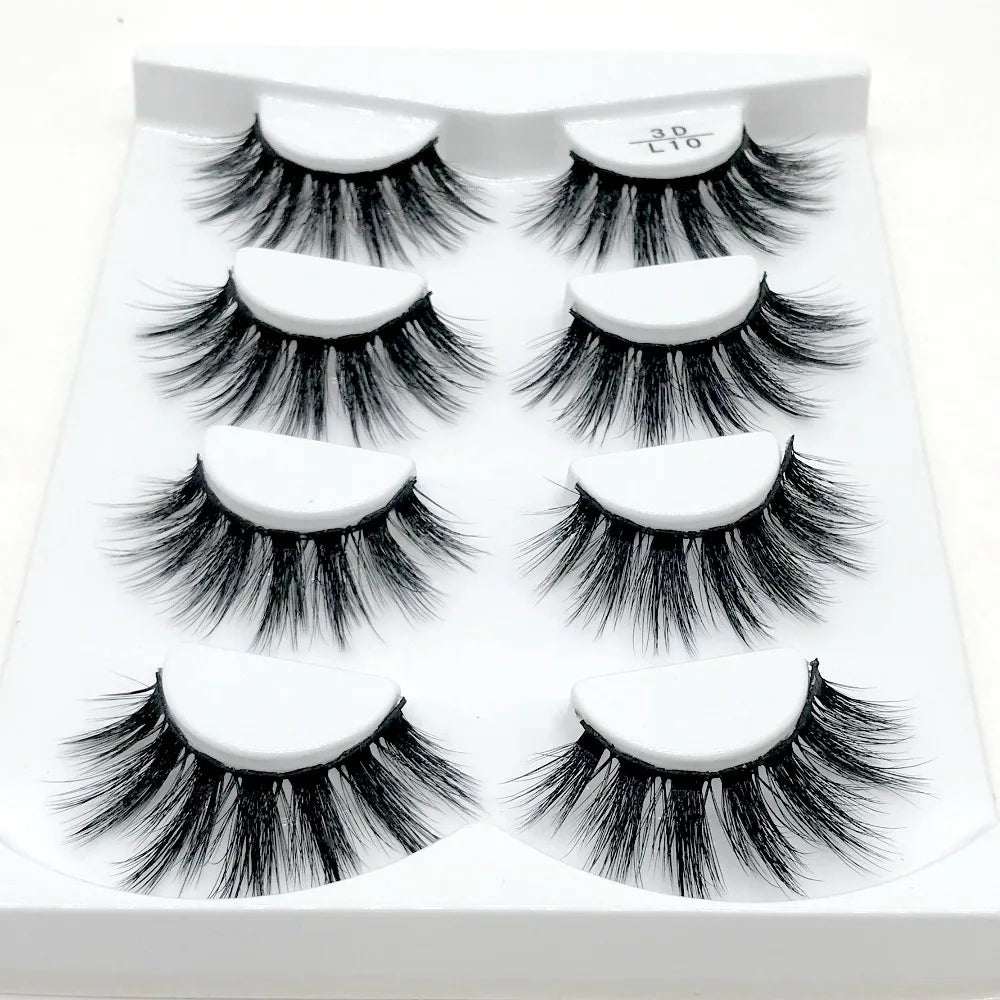 HBZGTLAD 4 pairs natural false eyelashes fake lashes long makeup 3d mink lashes eyelash extension mink eyelashes for beauty