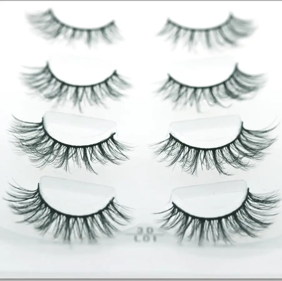 HBZGTLAD 4 pairs natural false eyelashes fake lashes long makeup 3d mink lashes eyelash extension mink eyelashes for beauty