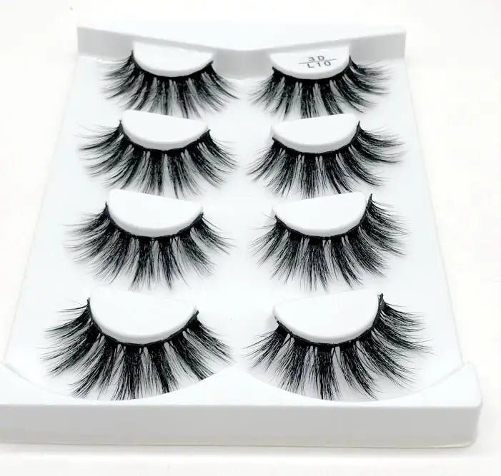 HBZGTLAD 4 pairs natural false eyelashes fake lashes long makeup 3d mink lashes eyelash extension mink eyelashes for beauty