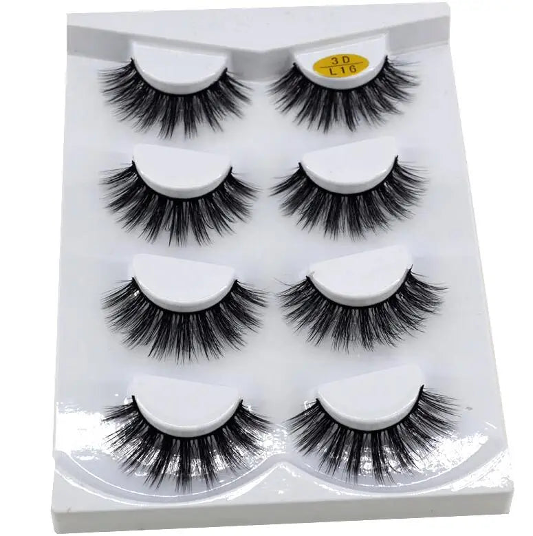 HBZGTLAD 4 pairs natural false eyelashes fake lashes long makeup 3d mink lashes eyelash extension mink eyelashes for beauty