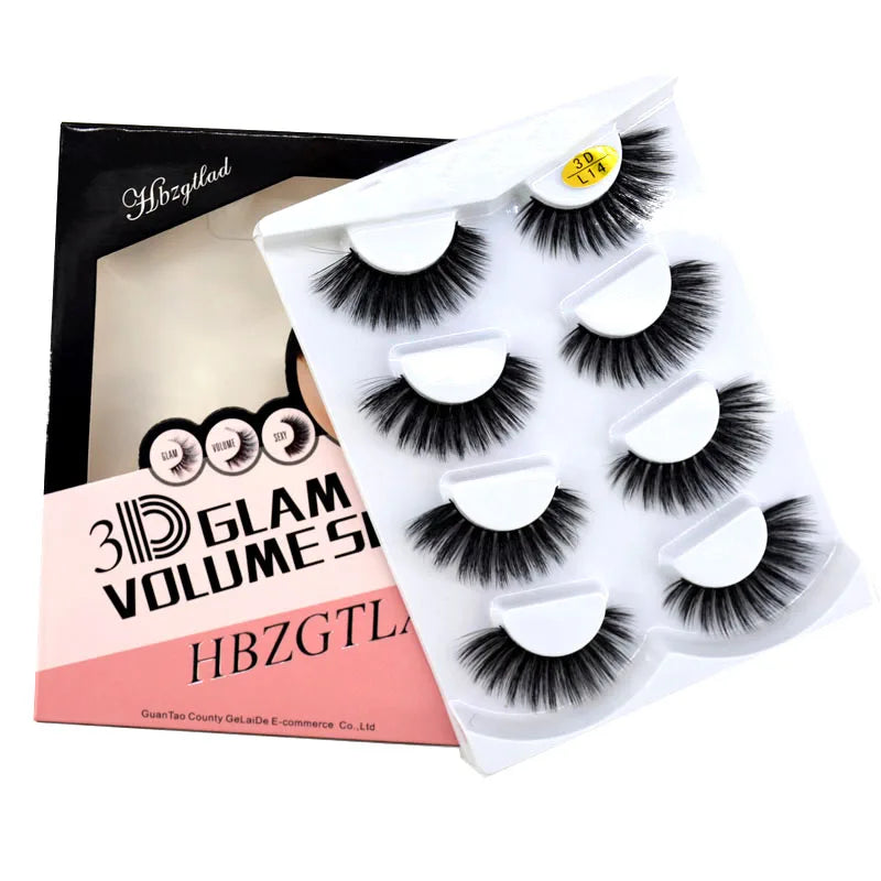 HBZGTLAD 4 pairs natural false eyelashes fake lashes long makeup 3d mink lashes eyelash extension mink eyelashes for beauty