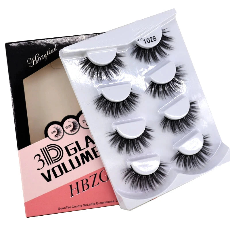 HBZGTLAD 4 pairs natural false eyelashes fake lashes long makeup 3d mink lashes eyelash extension mink eyelashes for beauty