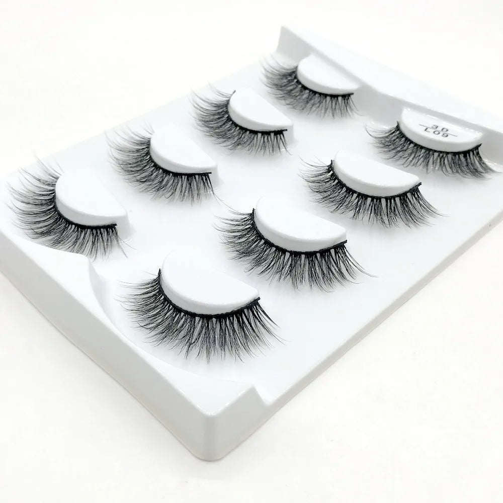 HBZGTLAD 4 pairs natural false eyelashes fake lashes long makeup 3d mink lashes eyelash extension mink eyelashes for beauty