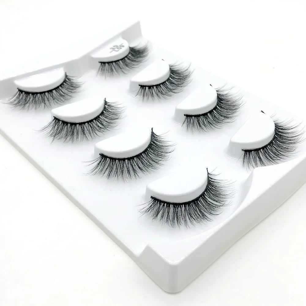 HBZGTLAD 4 pairs natural false eyelashes fake lashes long makeup 3d mink lashes eyelash extension mink eyelashes for beauty