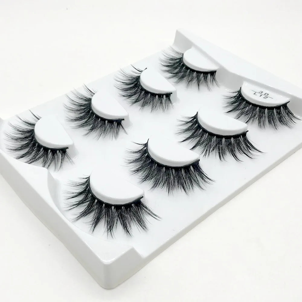 HBZGTLAD 4 pairs natural false eyelashes fake lashes long makeup 3d mink lashes eyelash extension mink eyelashes for beauty