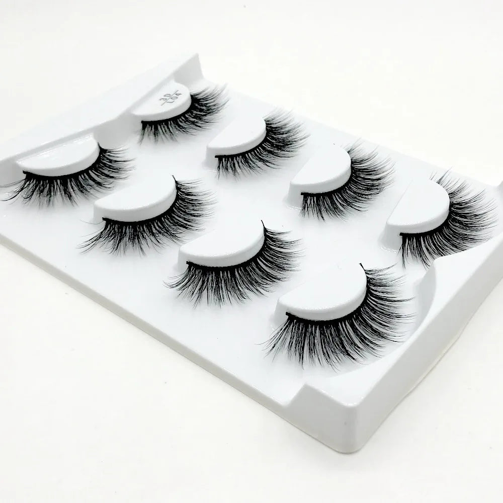 HBZGTLAD 4 pairs natural false eyelashes fake lashes long makeup 3d mink lashes eyelash extension mink eyelashes for beauty