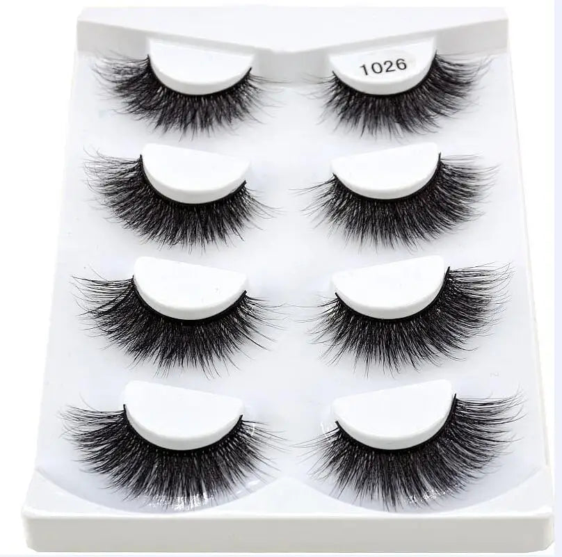 HBZGTLAD 4 pairs natural false eyelashes fake lashes long makeup 3d mink lashes eyelash extension mink eyelashes for beauty