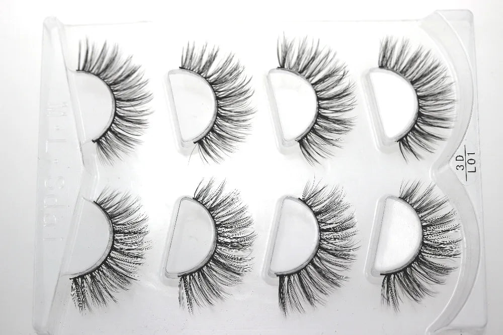 HBZGTLAD 4 pairs natural false eyelashes fake lashes long makeup 3d mink lashes eyelash extension mink eyelashes for beauty