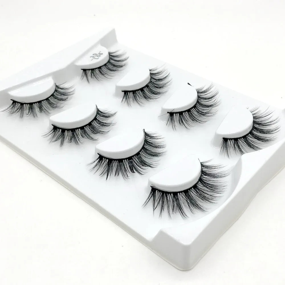 HBZGTLAD 4 pairs natural false eyelashes fake lashes long makeup 3d mink lashes eyelash extension mink eyelashes for beauty