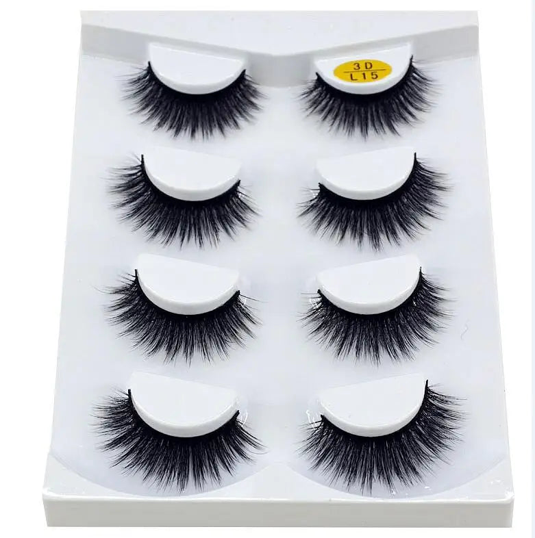 HBZGTLAD 4 pairs natural false eyelashes fake lashes long makeup 3d mink lashes eyelash extension mink eyelashes for beauty