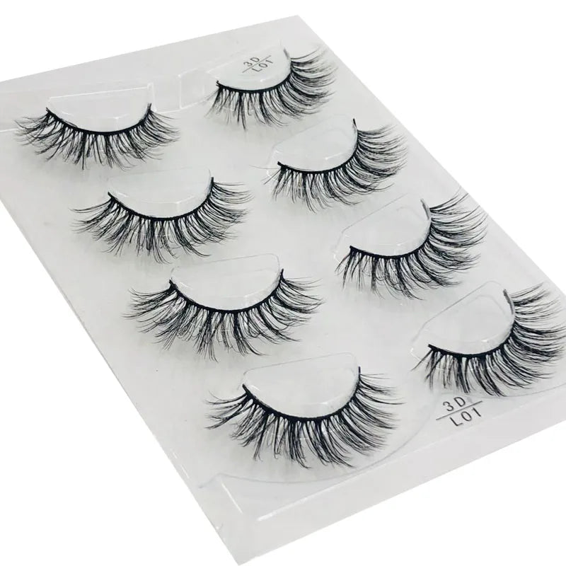 HBZGTLAD 4 pairs natural false eyelashes fake lashes long makeup 3d mink lashes eyelash extension mink eyelashes for beauty