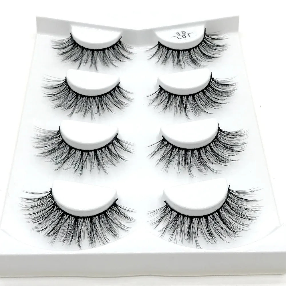 HBZGTLAD 4 pairs natural false eyelashes fake lashes long makeup 3d mink lashes eyelash extension mink eyelashes for beauty