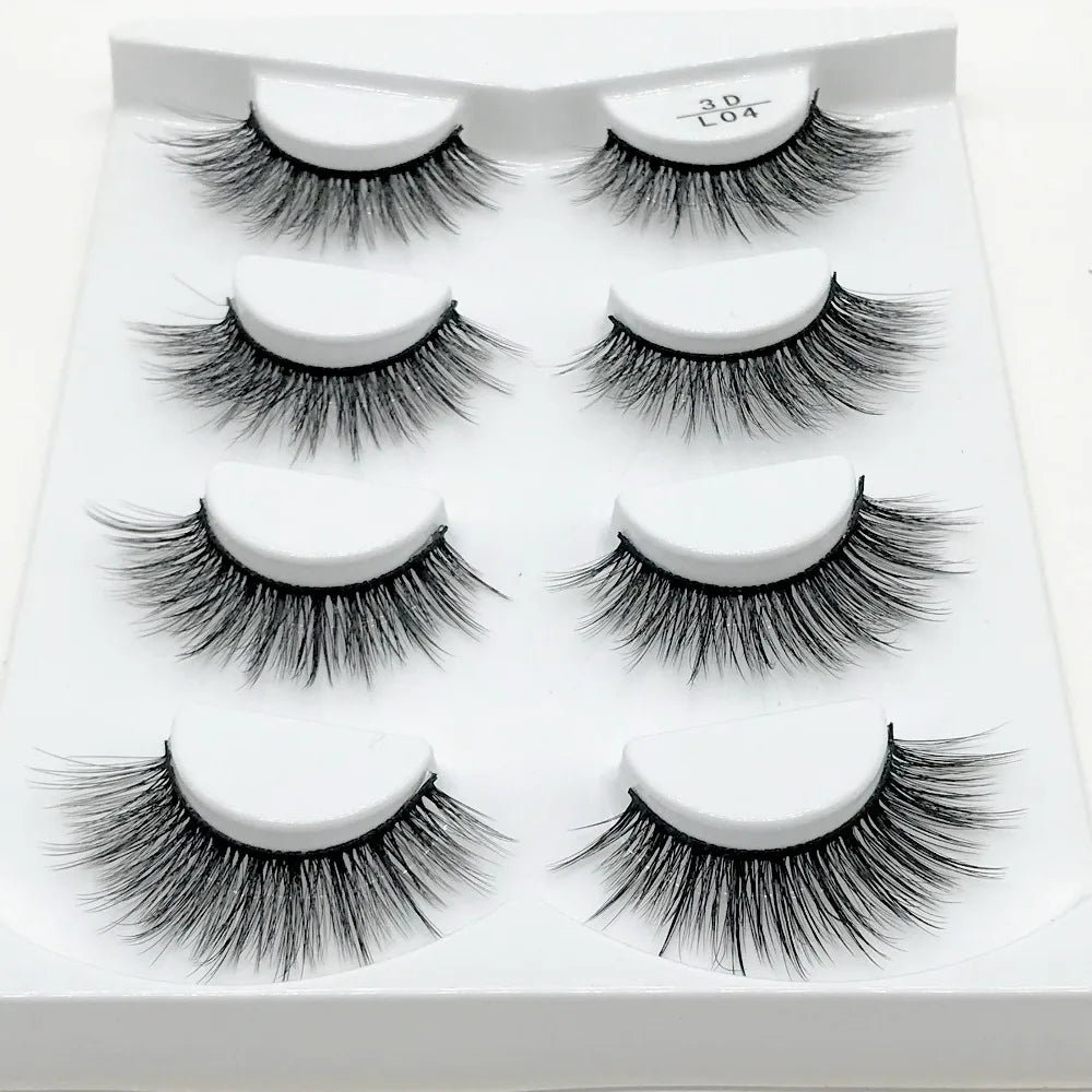 HBZGTLAD 4 pairs natural false eyelashes fake lashes long makeup 3d mink lashes eyelash extension mink eyelashes for beauty