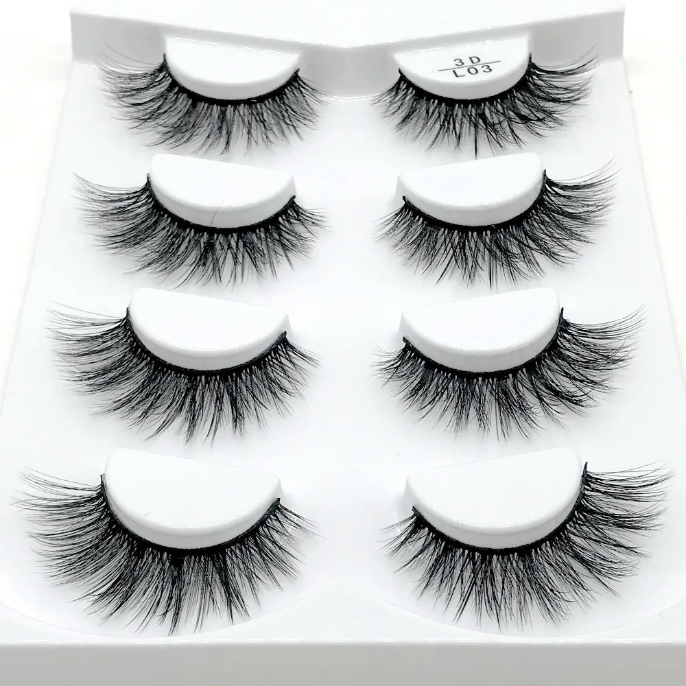 HBZGTLAD 4 pairs natural false eyelashes fake lashes long makeup 3d mink lashes eyelash extension mink eyelashes for beauty