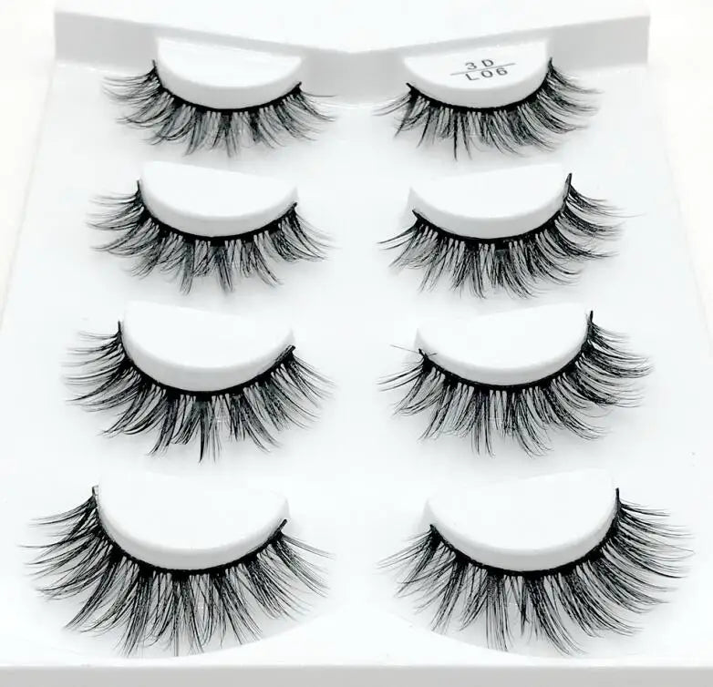 HBZGTLAD 4 pairs natural false eyelashes fake lashes long makeup 3d mink lashes eyelash extension mink eyelashes for beauty