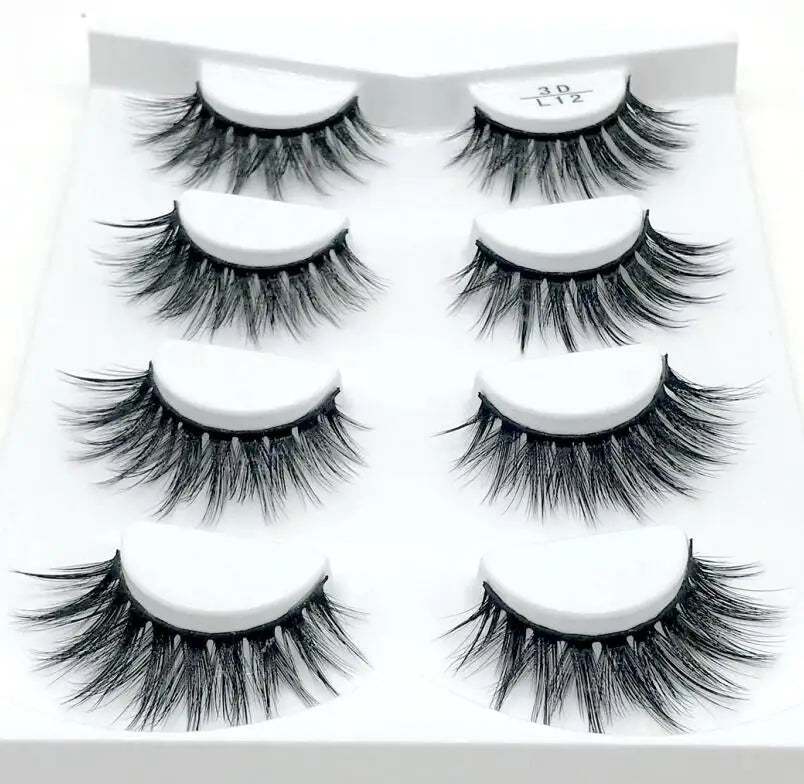 HBZGTLAD 4 pairs natural false eyelashes fake lashes long makeup 3d mink lashes eyelash extension mink eyelashes for beauty