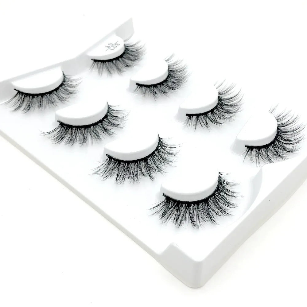 HBZGTLAD 4 pairs natural false eyelashes fake lashes long makeup 3d mink lashes eyelash extension mink eyelashes for beauty