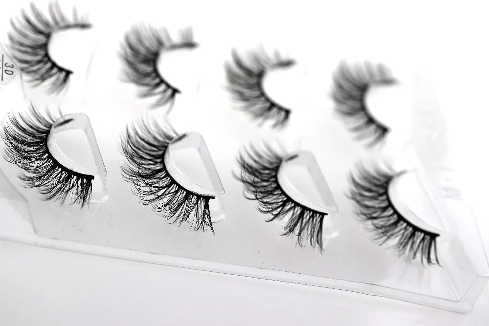 HBZGTLAD 4 pairs natural false eyelashes fake lashes long makeup 3d mink lashes eyelash extension mink eyelashes for beauty