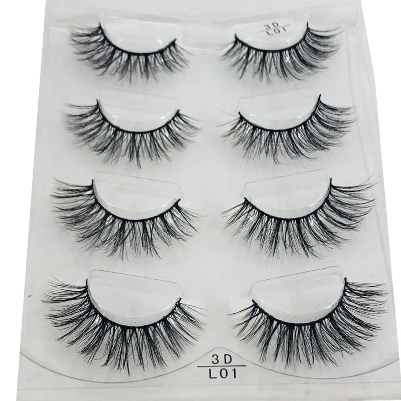 HBZGTLAD 4 pairs natural false eyelashes fake lashes long makeup 3d mink lashes eyelash extension mink eyelashes for beauty