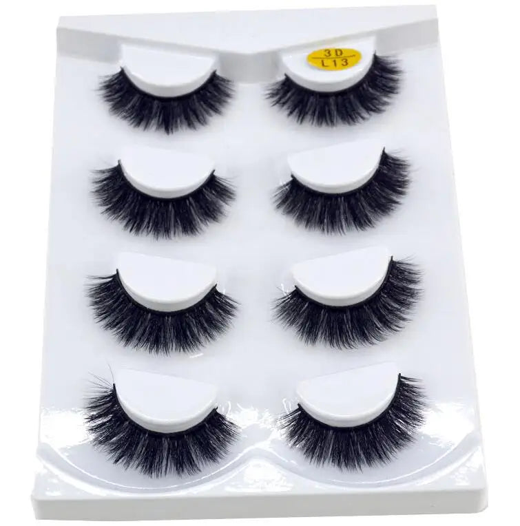 HBZGTLAD 4 pairs natural false eyelashes fake lashes long makeup 3d mink lashes eyelash extension mink eyelashes for beauty