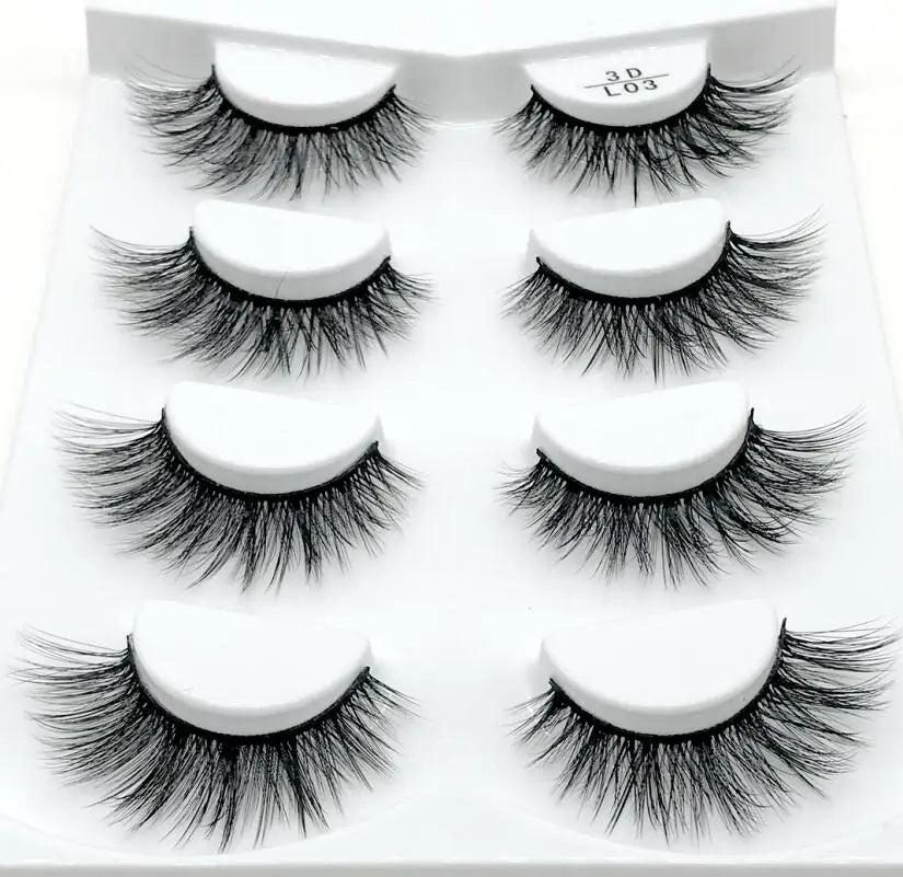 HBZGTLAD 4 pairs natural false eyelashes fake lashes long makeup 3d mink lashes eyelash extension mink eyelashes for beauty