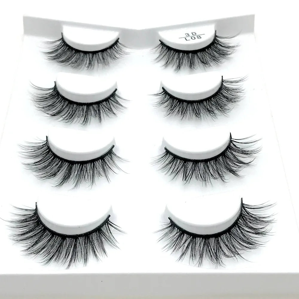 HBZGTLAD 4 pairs natural false eyelashes fake lashes long makeup 3d mink lashes eyelash extension mink eyelashes for beauty